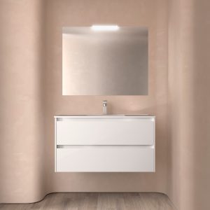 Meuble salle de bain NOJA 2 tiroirs -  Vasque Miroir Applique