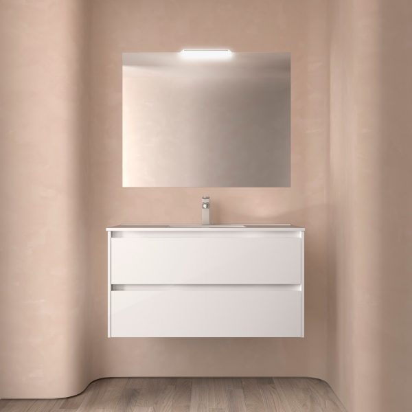 Meuble salle de bain NOJA 2 tiroirs -  Vasque Miroir Applique