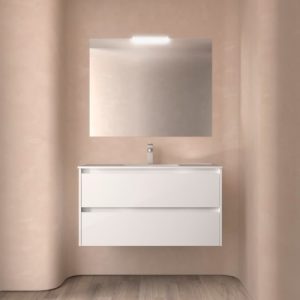Meuble salle de bain NOJA 2 tiroirs -  Vasque Miroir Applique – Image 2