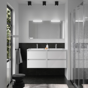 Meuble salle de bain NOJA 4 tiroirs Double Vasque Miroir Applique – Image 2