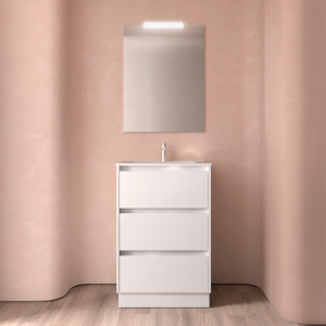 Meuble salle de bain NOJA 3 tiroirs -  Vasque Miroir Applique