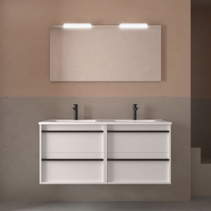 Meuble de salle de bain ATTILA 4 tiroirs - Vasque Miroir Applique