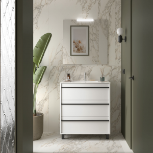 Meuble de salle de bain ATTILA 3 tiroirs - Vasque Miroir Applique