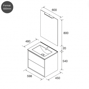 Meuble de salle de bain OPTIMUS 2 tiroirs - Vasque Miroir Applique – Image 3