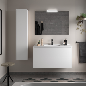Meuble de salle de bain OPTIMUS 2 tiroirs - Vasque Miroir Applique