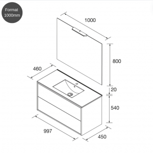 Meuble de salle de bain OPTIMUS 2 tiroirs - Vasque Miroir Applique – Image 5