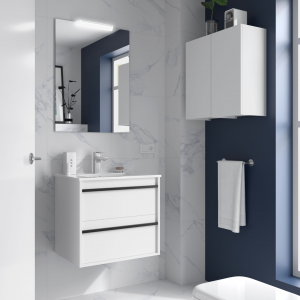 Meuble de salle de bain ATTILA 2 tiroirs - Vasque Miroir Applique